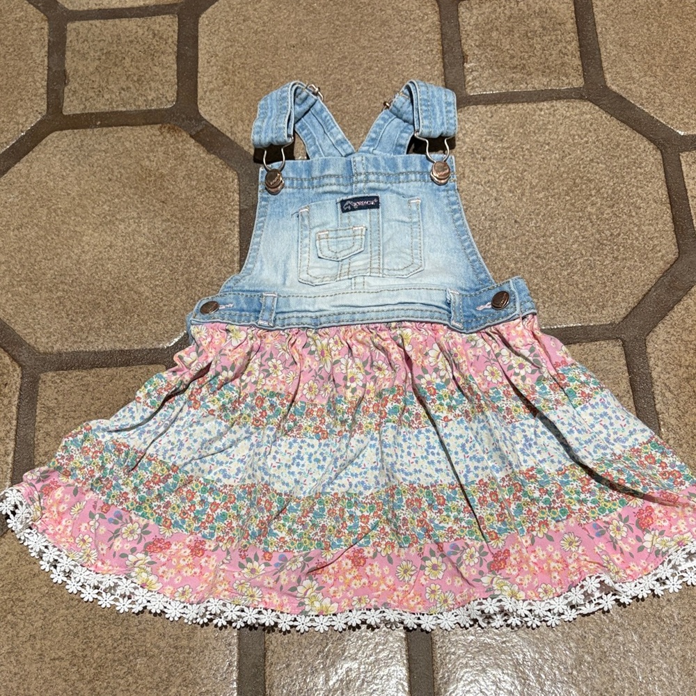 Jordache Denim Floral Overall Dress